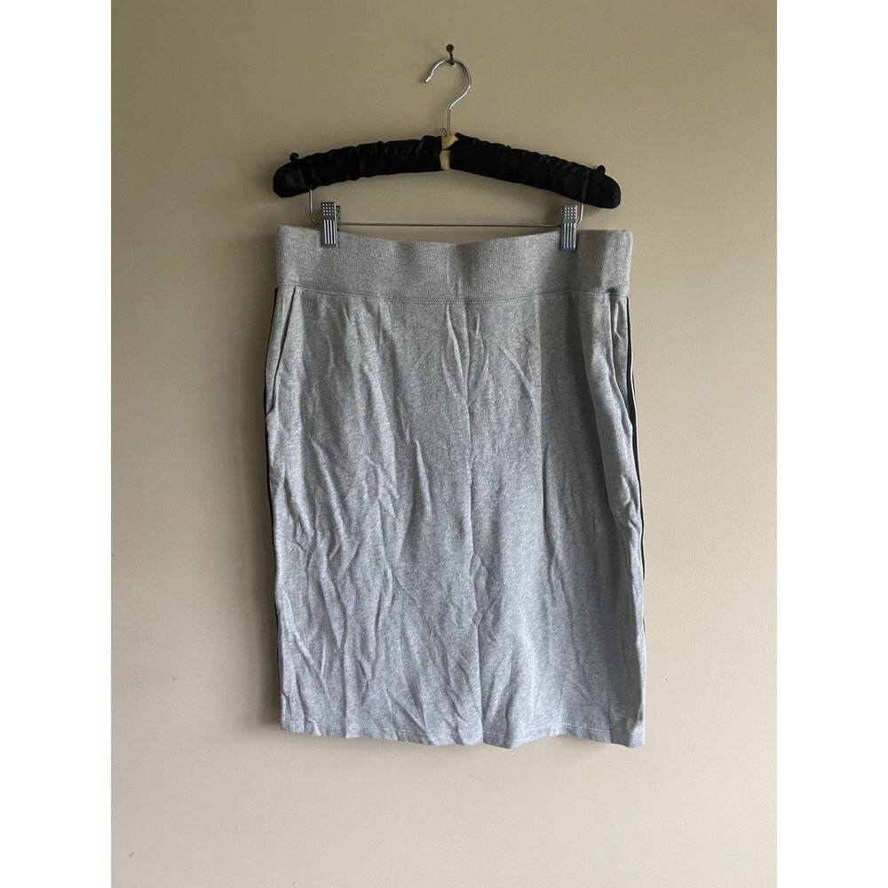 Lauren Ralph Lauren Skirt Womens Large Fleece Gray Black Stripes Pockets Casual